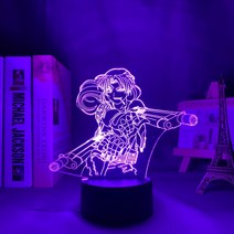 블랙 라군 Revy 주도 밤 빛 침실 장식 선물 야간 조명 애니메이션 표에 대한 램프 Revy 블랙 라군 3D, 검정