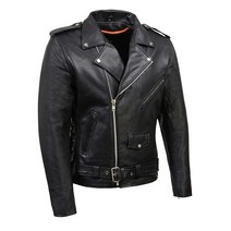 Milwaukee Leather SH1011 남성용 클래식 사이드 레이스 경찰 스타일 오토바이 가죽 재킷 - 2XL 412784, Medium
