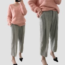 [MYLABU] 와이드 헤링본 울 팬츠 여자 여성 바지 핀턱팬츠 정장바지 겨울바지 울바지