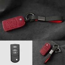 차키케이스 자동차키링 알칸타라 스웨이드 키 케이스 분실 방지 참 2 3 5 6 CX7CX9, 빨간 피부 빨강