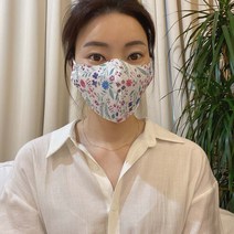 [미스블혹] 중년여성 사이즈 큰 여름 인견 안감 매쉬 꽃 천 마스크