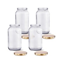 미르코리아 유리 잼병 1000 높은형 골드캡, 850ml, 4개입