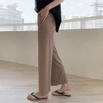 잇진 여성 편안한 플리츠 일자핏 팬츠