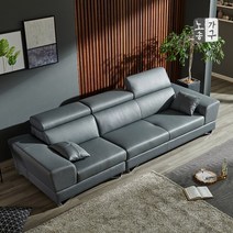 [노송가구] 레안 이태리산 천연면피 통가죽 4인용 소파, 네이비