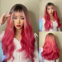 가발수선 가발회사 조커가발 엘사가발 흑인머리 히피펌가발 로제머리 인스타셀럽 탈색가발 탈색붙임머리 LOUIS FERRE 긴 물결 모양의 가발 합성 가발 옴 브레 블루 퍼플 91, 협력사, lc6026-1