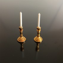 1:12돌하우스미니가구소품세트골드싱글촛대1쌍, 화이트, 3.8Cm