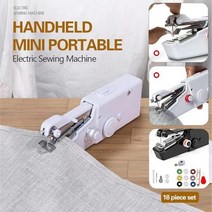 휴대용 미니 전기 재봉틀 가정용 소형 빠른 수리 DIY 의류, Black 18pcs Set