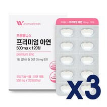산화 아연 면역 건강 기능 식품 식약처 인증 1일 권장 섭취량 최대 하루 한알 대용량 정 GMP 어린이 가족 항산화 건강, 3box(12개월분), 120정