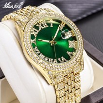 힙합시계 커플용 시계 클래식 그린 다이얼 캘린더 야광 남성용 석영 아이스 남자명품시계