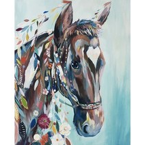 EZRE 주문제작 DIY 숫자 유화동물그림 40 x 50cm diy 유화그리기세트 40 x 50cm, 013 찬란하다말40×50cm