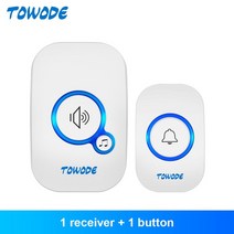 차임벨 무선초인종 도어 차인 챠임 벨 TOWODE 홈 무선 초인종 433Mhz 환영 친구 스마트 150 미터 장거리 3, 01 White Color Kit 1_04 영국 플러그