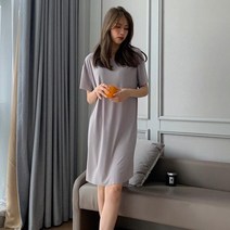 여성 반팔 데일리 여름 캐주얼 루즈핏 원피스 그레이