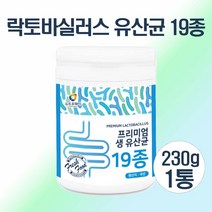 락토바실러스 복합 물 프로바이오틱스 생유산균 19종 분말 가루 국내산원료 플란타럼 l람노서스gg 유산균 루테리 가세리 비피도, 230g, 1개