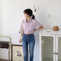 린다샵 프리텔 크롭 포켓 밴딩 반팔 남방-cpnb2448k33
