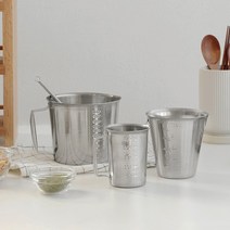 국산 스테인레스 계량컵 3종 1리터 500ml 스텐손잡이 눈금컵 베이킹 다이소 비커, L-1000ml
