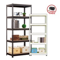 [폴던스랙] 120 30 높이 190 (cm) 5단 코팅상판 무볼트 철재 앵글선반, 화이트앵글, 앵글색상:화이트앵글