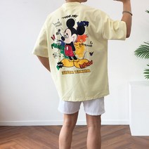 디즈니 스플래쉬 미키마우스 프린팅 오버핏 반팔 티셔츠 3color