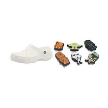 크록스 클래식 스타워즈 집비츠 신발 참 클로그 세트 Crocs Classic, 4 Men/6 Women, White/Star Wars