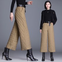 와이드 크롭 겨울 패딩 9부 누빔 솜 바지 여성 골프 연습복 팬츠 허리 밴딩