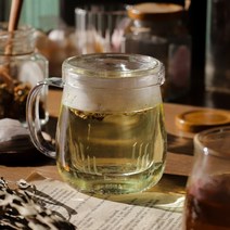 싸다구 유리잔 티머그 찻잎 3종 홈카페 필터 거름망 내열 허브 찻잔 뚜껑 홍차 티타임, 브루티 내열티머그 (플라워 400ml)