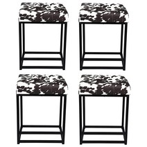 GIA 61cm(24인치) 카운터 높이 사각 백리스 금속 스툴 홀스타인 소 프린트 덮개 블랙 4개 318965, Holstein Cow Print_Qty of 4