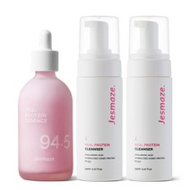 [단백질 듀오 SET] 제스메이즈 리얼 프로테인 94.5 에센스 100ml + 클렌저 150ml I 탄력 속건조 대용량 단백질앰플 단백질에센스 저자극영양클렌저 단백질버블클렌저, 에센스1+클렌저2