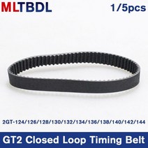 호환 기계 벨트 타이밍 3D 프린터 부품 GT2 폐쇄 루프 고무 2GT 6mm 124 126 128 130 132 134 136 138 140 142mm 동기, 2GT-126-6, 5pcs