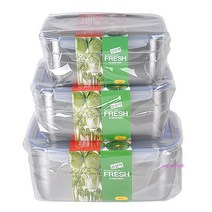 밀폐용기스텐 세트3P 김치통 반찬통def214, MMSf_스텐밀폐용기3P