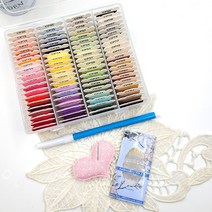 자수용 면사 기초세트 프랑스자수 자수펜 자수용바늘세트 바늘꽂이 포함, 자수용80칼라면사세트