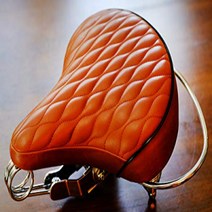 Velo SD Saddle - Brown Classic Style Seat with chrome rail handle bar for beach cruiser bikes Twin, 1