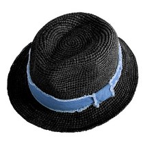 팸드님 남녀공용 데님 밴드 라피아 파나마햇