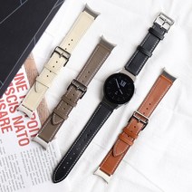 갤럭시워치5 갤럭시워치4 소가죽 스트랩 메탈러그 커브형 20mm, 갤럭시워치4/갤럭시워치5공용:블랙