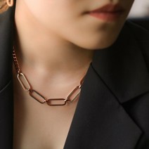 포롱주얼리 써지컬스틸 하프 클립 체인 목걸이 N048
