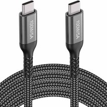 4.6m15피트 USB C to 케이블 100W/5A 타입 고속 충전 맥북 에어 13인치 아이맥 아이패드 프로/에어 삼성 호환 갤럭시 노트 20 10 S21 S20 원플러스 9 8, 15FT