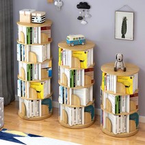 북타워 회전 원형 이케아책선반 피엘킹에 물리그선반 알고트 3단 4단 회전식 다이소나무선반, 1개, 6단 북미 오크 [업그레이드 넓히기]