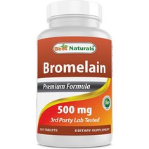 베스트바이트 네츄럴스 브로멜린 단백질 분해 다이제스티브 엔자임 500mg 120테블릿 2팩 Best Naturals Bromelain