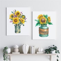 셀러허브 감성 수채화 해바라기 그림 액자 No11 20 캔버스 6호, 11번／6호32x41cm(캔버스액자옆면흰색)