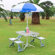 코코프 일체형 캠핑테이블 초경량 알루미늄 접이식 책상 의자겸용 피크닉 파라솔, 파라솔O