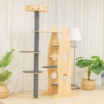 나을디자인 액체냥 원목 캣타워 하우스형 M4-3, 그레이, 1개