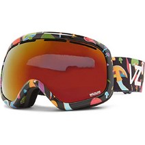 VonZipper 본지퍼 남녀 공용 스카이랩 스노우 스포츠 고글 - 진동 프레임 로커스트 크롬 렌즈, 야생 동물 블랙 파이어 크롬, 검은색