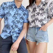 야자수무늬 커플 여름셔츠 신혼 여행 패션 시밀러룩