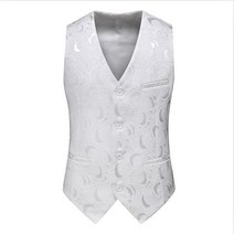 White Sleeveless Vest Coat Men s Single-breasted V Neck Business Waistcoat Wedding Pa [A00102072]