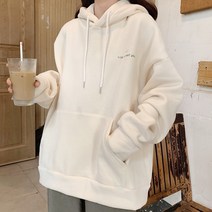 [드레스날다] 하이걸 레터링 루즈핏 기모 후드 티셔츠(mtee1431)