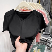 실제 가격 순수한 v-neck collarbone 짧은 소매 여성 여름 얇은 fishbone 어깨 슬림 코트 조수