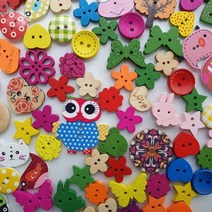 캐릭터단추(100개) 장식단추 DIY만들기 뜨개질부자재 학습용부자재 인형단추, 100개