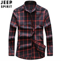지프 스피릿 남성 셔츠 체크 피치원단 카라 셔츠 주름 국임없는 원단 격자 무늬 남자 셔츠 긴 소매 셔츠 브랜드 정품 192