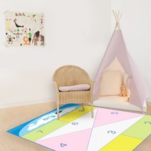 [모비딕컴퍼니] 원형매트 거실놀이매트 도로놀이 입구매트 집콕놀이 원형모래매트 아기매트, 잇★ 국내생산 사방치기 아이방 매트 민속놀이 세트, [좋아요]