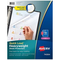 Avery 다이아몬드 클리어 퀵 로드 시트 프로텍터 상단 및 측면 로드 문서 프로텍터 10개 (74084)