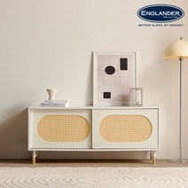 잉글랜더 NEW 오아후 템바보드 라탄 거실장 1200 A타입, 화이트