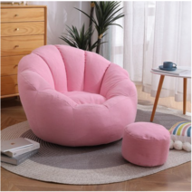 Modlauna 빈백 소파 스툴 1인용 쇼파 세트 소프트 의자 95x85x71CM, 핑크색